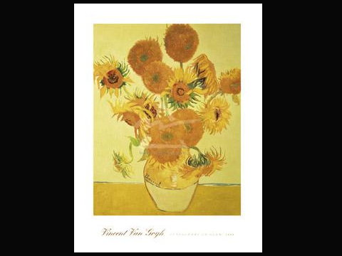 複製畫No.049 Van Gogh 梵谷-花瓶�堛漱Q四朵向日葵(LF4)