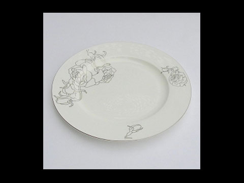 No.057 白金牡丹骨瓷平盤25.5cm H0202-09(y00615)