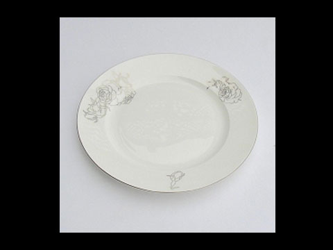 No.058 白金牡丹骨瓷平盤21.5cm H0202-08(y00616)
