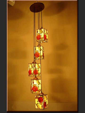 燈飾系列No.058 第凡尼彩色玻璃拼貼吊燈 (y01239)