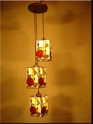 燈飾系列No.060 第凡尼彩色玻璃拼貼吊燈 (y01241)