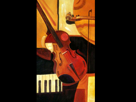 y01282(油畫)小提琴
