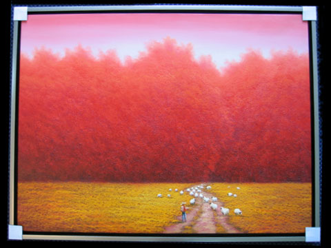 y01360(油畫)夏天的羊群