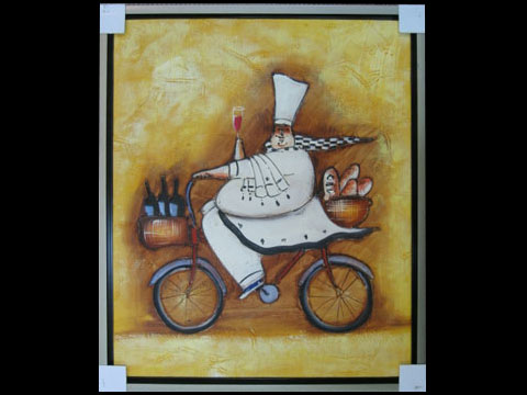 y01367(油畫)風趣廚師